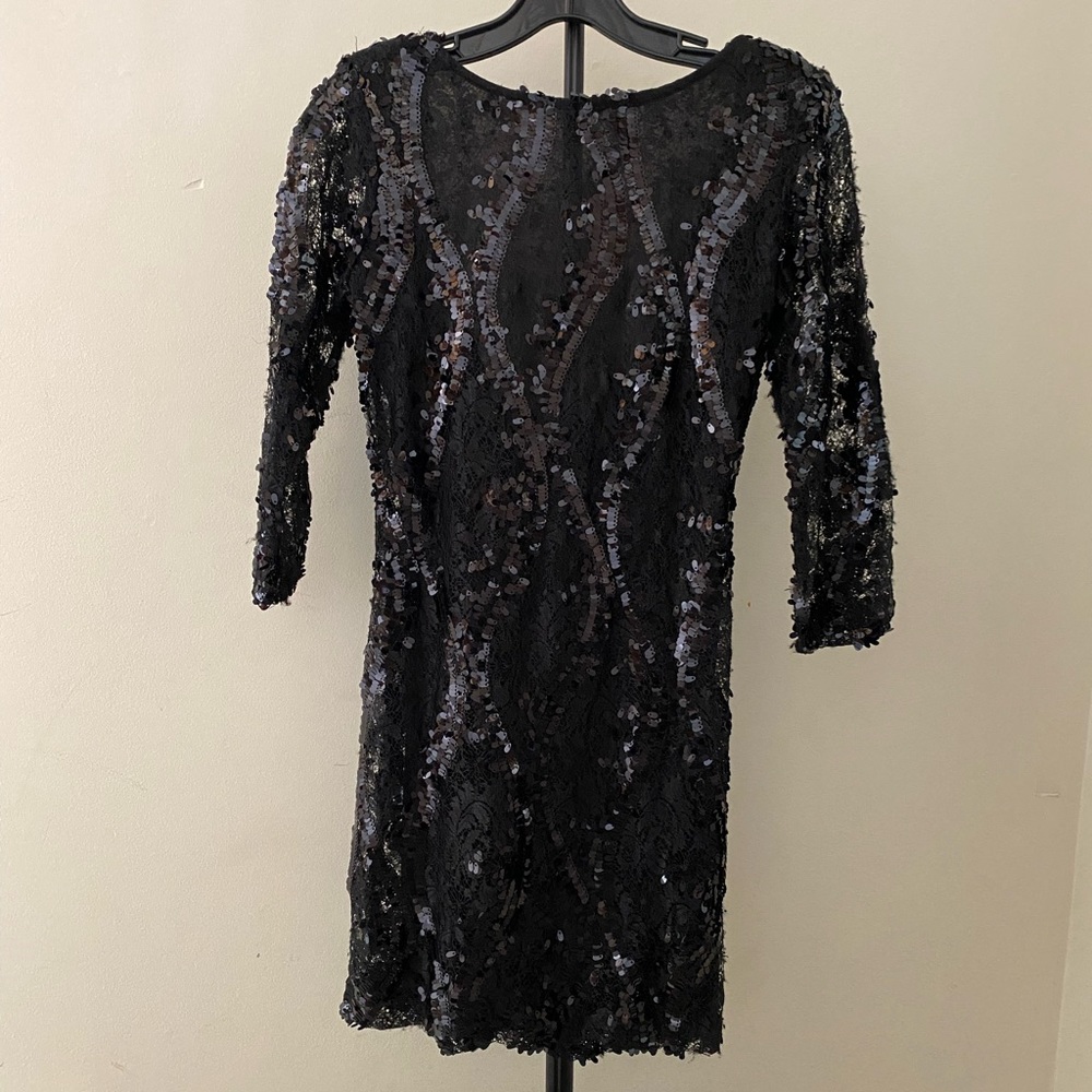 AKIRA Black Label lace and sequins black cocktail dress